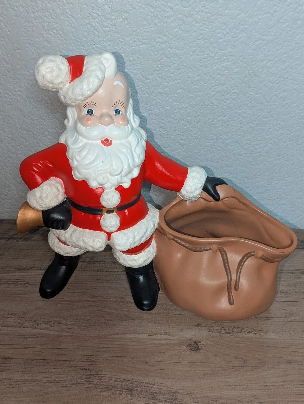 Vintage Ceramic Santa Claus Toy Bag Planter Figurine
